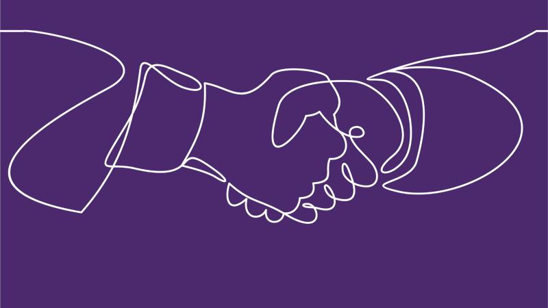 Hand-drawn minimalist illustration of a handshake